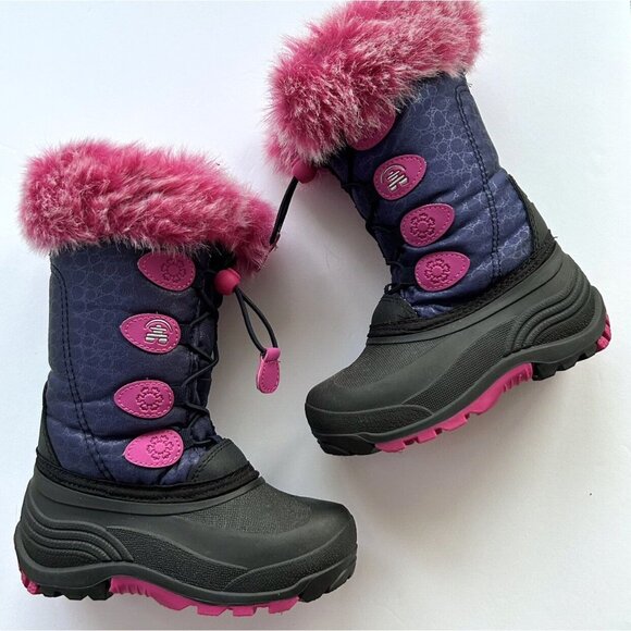 Kamik Pink Navy Black Snow Gypsy Girls Winter Boot Size 11T - Picture 5 of 7